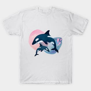 blue whales swimming in the ocean T-Shirt